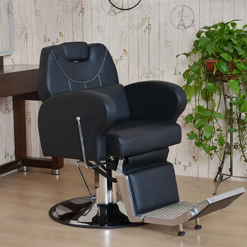 Customized Colors Salon Station Lifting Hairdressing Modern Styling Black Barber Shop Chairs With Headrest