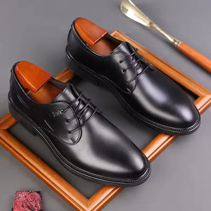 Zapatos Oxford de Cuero Genuino para Hombre, Estilo Casual de Negocios, Punta Cerrada, Novedad 2025, Estilo Británico, con Cordones, para Pies Anchos, Antideslizantes - Product Image 1