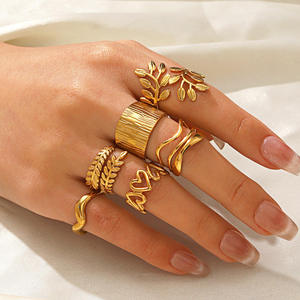 Anelli in Acciaio Inossidabile, Design Hip Hop Personalizzato, Placcati in Oro 18K, Anello Apribile con Croce e Cuore, Gioielli all'Ingrosso - Product Image 2