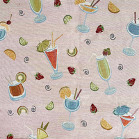 Tissu d'ameublement en tapisserie rose sur fond noir au mètre, velours teint en fil, respirant, textile de maison, jacquard coton/polyester