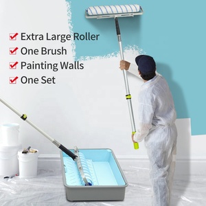 Grand rouleau de peinture pour sols, réglable, de qualité industrielle, avec manche télescopique, outils de peinture pour meubles avec bac - Product Image 2