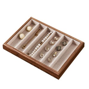Wooden Jewelry Tray Walnut Color Solid Wood <b>Ring</b> <b>Necklace</b> Display Earrings Storage Organizer Photography Props - Product Image 1