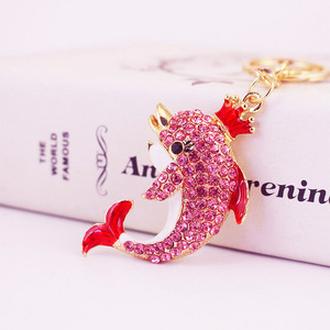 Nhà Máy Châu Mỹ Rhinestone Động Vật Cá Heo 3D Kim Loại Keytag Sáng Tạo Xe Túi Quyến Rũ Mặt Dây Chuyền Pha Lê Cá Heo Keyfob - Product Image 6