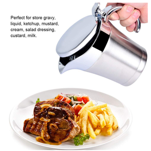 Recipientes para Salsas de Acero Inoxidable con Doble Aislamiento de 450 ml y 750 ml con Tapa y Boquilla Ancha para Salsas, Aderezos para Ensaladas y Filetes - Product Image 2