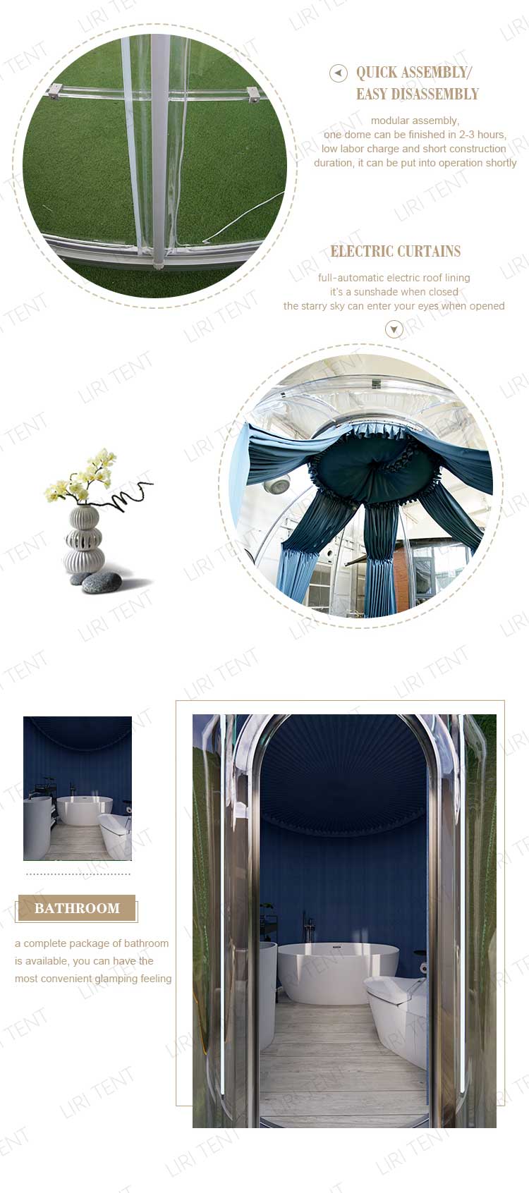 Transparent Glamping Geodesic Dome House Waterproof PC PVC Domes