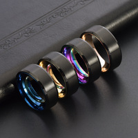 ShuoyeW 8mm Bague En Acier Inoxydable Argent Noir Rose Or Bleu Coloré Deux Couleurs Biseau Brossé Rotatif En Acier Inoxydable Anneau 613
