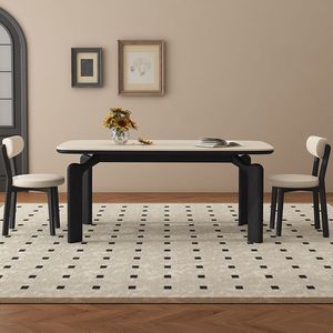 Mesa de Comedor Rectangular Color Crema, Madera de Fresno, Estructura Combinada Estable, Muebles para Comedor - Product Image 4