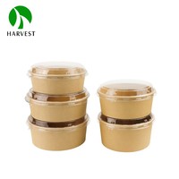 Tazones Redondos Desechables de Papel Kraft con Recubrimiento de PE de 24oz y 32oz, Ecológicos, Serie Harvest KR, Modernos