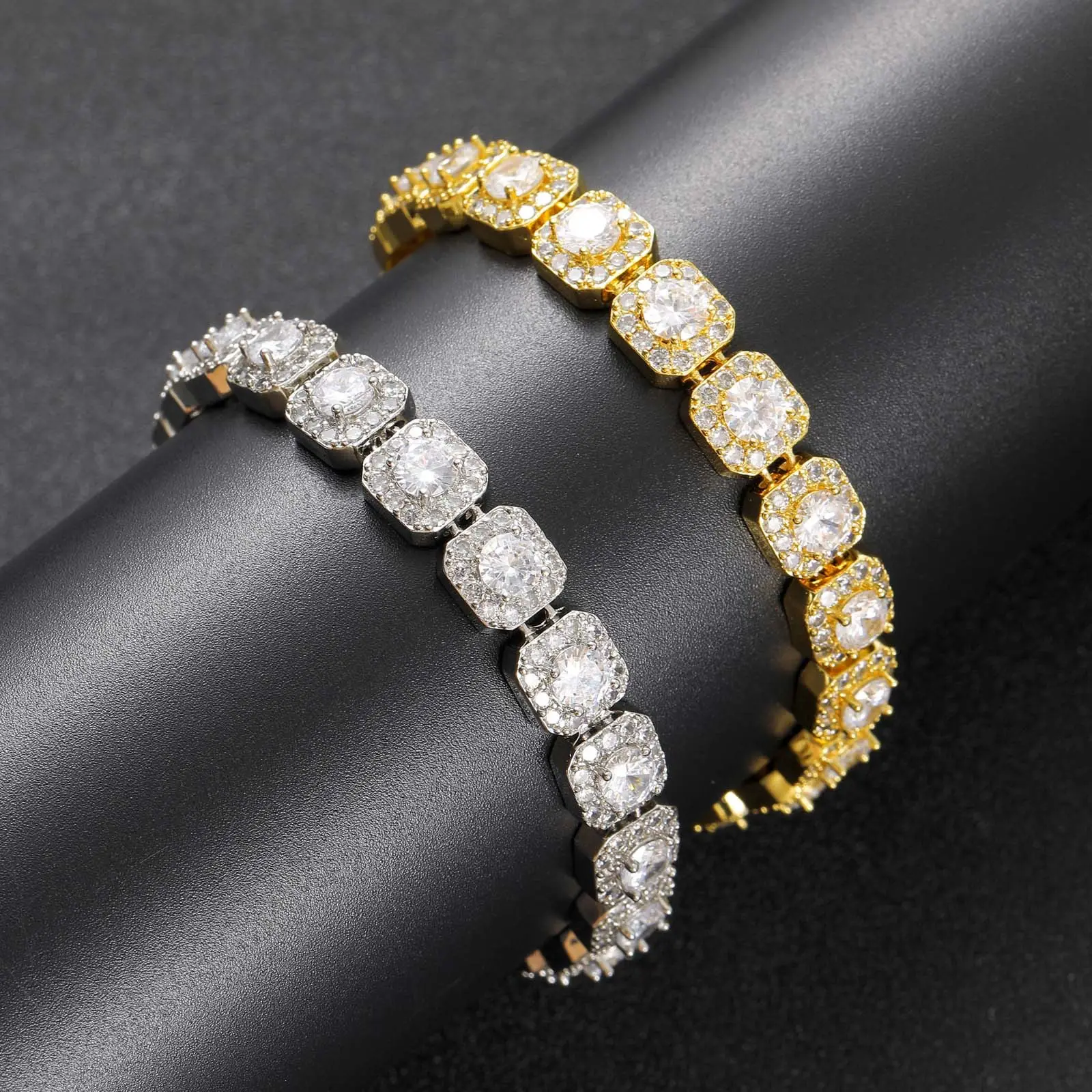 QK Jewelry Fashion Luxury 10mm 14k Big Diamond Iced Tennis Cz Chain Necklace Wholesale