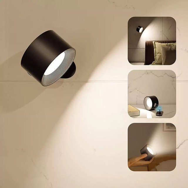 Wireless Charging LED Wall Lamp Touch Control Magnetic Spotlight No Drilling Installation 3000K Warm White Dimmable Bedroom