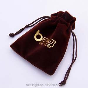 Custom Recyclable Velvet Jewelry <b>Pouches</b> with Gold Foil Logo <b>Drawstring</b> Bag for Gift Packaging Watch & Necklaces - Product Image 4