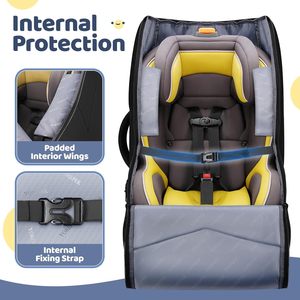 Mochila de almacenamiento para asiento de niño, bolsa de viaje acolchada negra resistente al desgaste para transporte en asiento de coche para bebé - Product Image 4