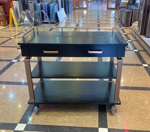 Đồ Nội Thất Hiện Đại Bảng Màu Đen <span class=keywords><strong>Top</strong></span> 3 Tier Kệ Lưu Trữ Giỏ Hàng Nhà Bếp Rượu Đồ Uống Phục Vụ Bảng Giỏ Salon Xe Đẩy Với Bánh Xe - Product Image 4