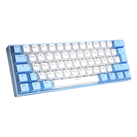 Keyboard Mekanik RGB Rusia 60% dengan Keycap Rusia Transparan, Cover Pink Biru, Keyboard Notebook untuk Gaming dan Kantor
