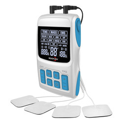 ROOVJOY Dual Channel 3-in-1 TENS EMS LED Massager Device -0-60 Intensity Levels 50*50mm Pads Battery Operated Pain Relief