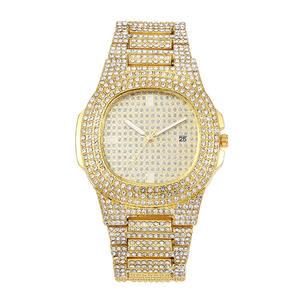 Montre Hip Hop G2163 avec Diamants, Montre à Quartz pour Hommes, Bracelet en Acier Étoilé, Calendrier, Montre à Quartz Entièrement Sertie de Diamants - Product Image 4