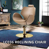 Chaise de barbier pliable ergonomique LC036, durable, en cuir synthétique, hauteur réglable, rotation à 360°, pour salon de coiffure.