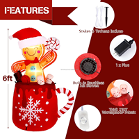 Homme en pain d'épices gonflable de 6 pieds dans une tasse de chocolat chaud avec lumière LED, ornement de Noël pour la cour, la pelouse, la maison, la décoration extérieure des fêtes