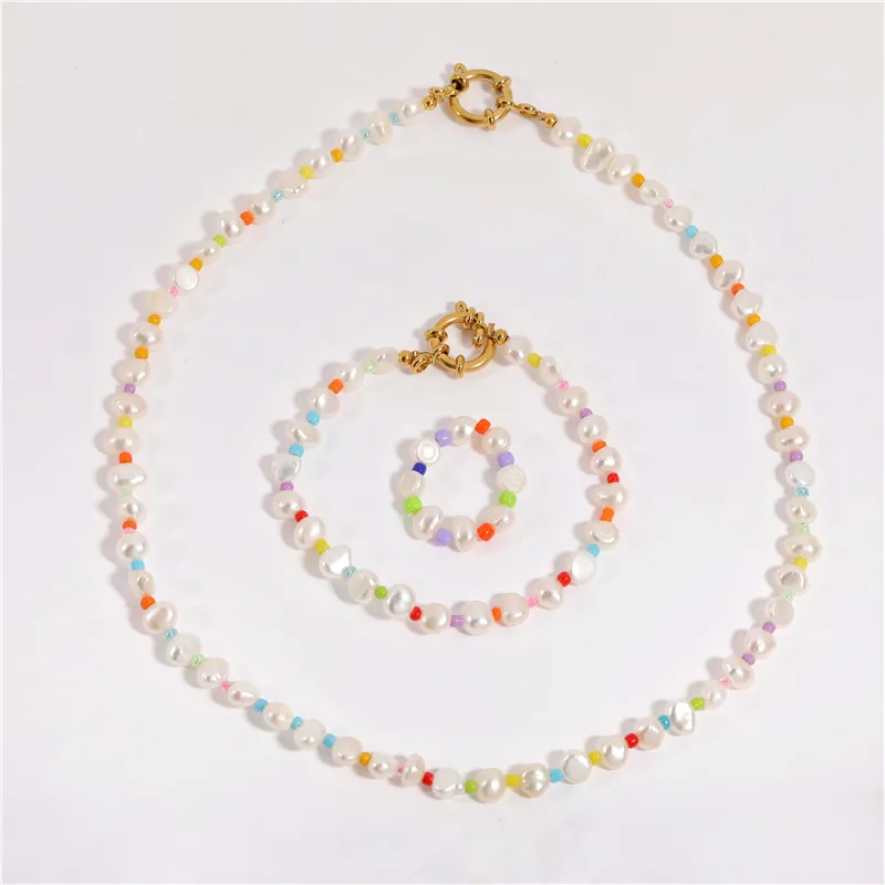 Fenny Jewelry Boho Holiday Multi Colored Candy Color Bead Colorful Freshwater Pearl Choker Necklace Jewelry Wholesale