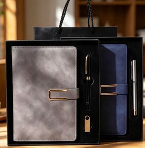 Hot Corporate Leather Notebook Sets With Pen Customizable Luxury <b>A5</b> <b>Diary</b> Stationery Note Book Gift Box for Men - Product Image 4