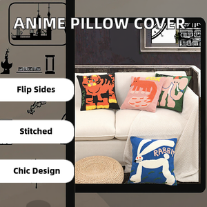 Fundas de Almohada de Algodón de 18 <span class=keywords><strong>x</strong></span> 18 Pulgadas con Diseño de <span class=keywords><strong>Anime</strong></span> para el Hogar y Hoteles, Fundas Decorativas con Patrones de Dibujos Animados - Product Image 2
