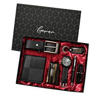 Set Hadiah Bisnis Praktis untuk Pria: Sabuk Modern Sederhana Modis, Dompet Sederhana, Jam Tangan, Parfum, Hadiah Ulang Tahun