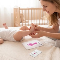 Kit de 3 empreintes de mains et de pieds de bébé (papier sans encre) avec cartes de jalons - Cadeau souvenir artistique pour la croissance de l'enfant