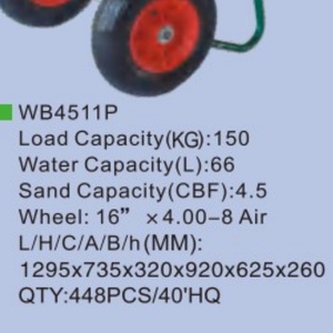 Chariot à deux roues <span class=keywords><strong>pour</strong></span> charges lourdes WB4511P, capacité de 150 kg, <span class=keywords><strong>pour</strong></span> les constructeurs, les agriculteurs et les équipes de travaux paysagers - Product Image 4
