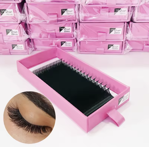 Venta al por mayor directa de fábrica: Bandeja de extensiones de pestañas individuales con logo personalizado, volumen ruso, estilo clásico mixto, pestañas planas negras mate. - Product Image 3