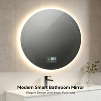 Miroir intelligent modulaire interactif Vercon : Haut-parleurs Bluetooth intégrés, dégivrage IA et affichage météo en temps réel
