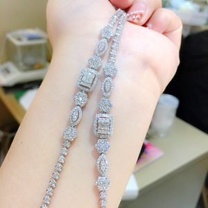 Pulsera de oro sólido de 18 quilates para <span class=keywords><strong>mujer</strong></span>, brazalete con abalorios de diamantes naturales de 2,50 quilates, joyería exquisita, fiesta nupcial, boda - Product Image 2