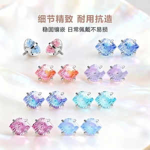 Boucles d'oreilles clous en alliage de titane G23, motif œil d'ange, sertissage griffe, bijoux fantaisie multicolores - Product Image 3