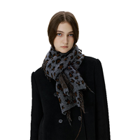 Écharpe vintage à imprimé léopard, longue avec pompons, coupe-vent d'hiver, tricotée, unisexe, cache-cou tendance, muffler, bufanda de leopardo