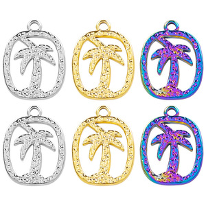 Colgante de Árbol de Coco de Acero Inoxidable 304, Chapado en Oro de 18K al Vacío, Charm para Collar DIY para Mujer - Product Image 1
