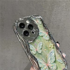 <span class=keywords><strong>Custodia</strong></span> per Cellulare con Stampa di Farfalle Verdi, Bordo Ondulato e Finitura a Specchio Elettroplaccata per <span class=keywords><strong>iPhone</strong></span> <span class=keywords><strong>11</strong></span> 12 13 14 15 16 17 Pro Max - Product Image 2