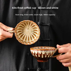 แก้วกาแฟเซรามิกเคลือบรีแอกทีฟแบบทำมือ ลายคลื่นแบบมีพื้นผิว สำหรับกาแฟพิเศษและการใช้งานในบ้านสมัยใหม่ - Product Image 6