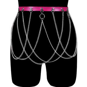 เข็มขัดหนังเทียมแบบเซ็กซี่ ดีไซน์ทันสมัย ประดับโซ่โลหะหลายชั้น เครื่องประดับร่างกาย สไตล์โกธิค สำหรับงานเรฟและคลับแวร์ - Product Image 5