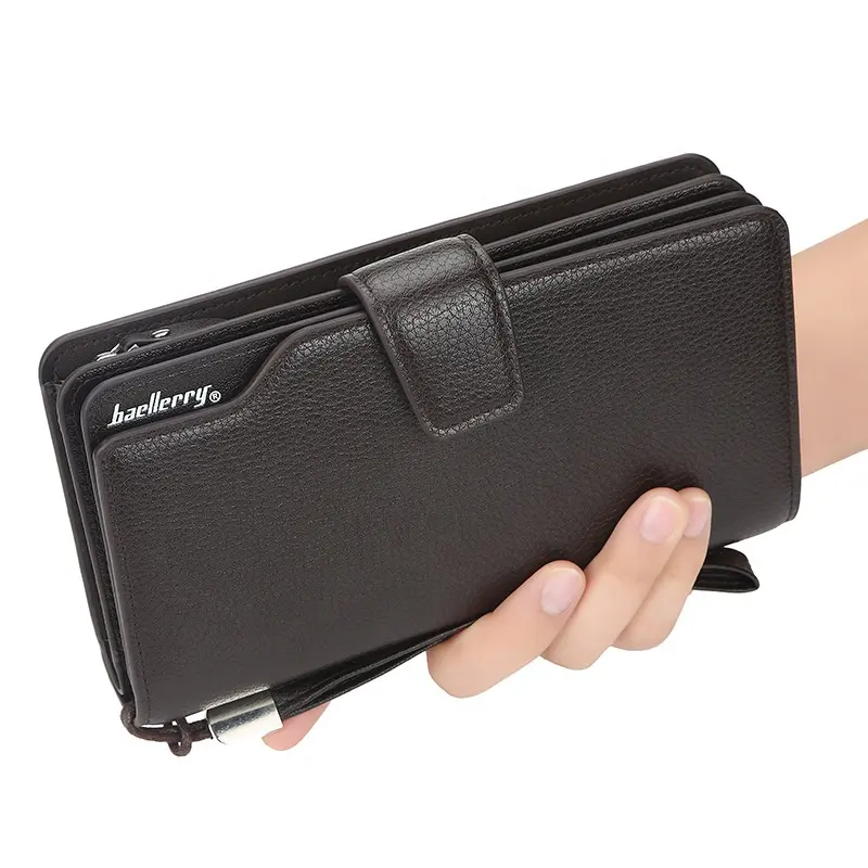 S1069 Wholesale Long Type Men's Business Handbag PU Leather Wallets Purse Wallet Credit Card Holder