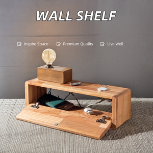 Ripiano in legno a un solo livello montato a parete con tecnica intagliata scatola galleggiante di stoccaggio e cavo Organizer per soggiorno o armadio - Product Image 6