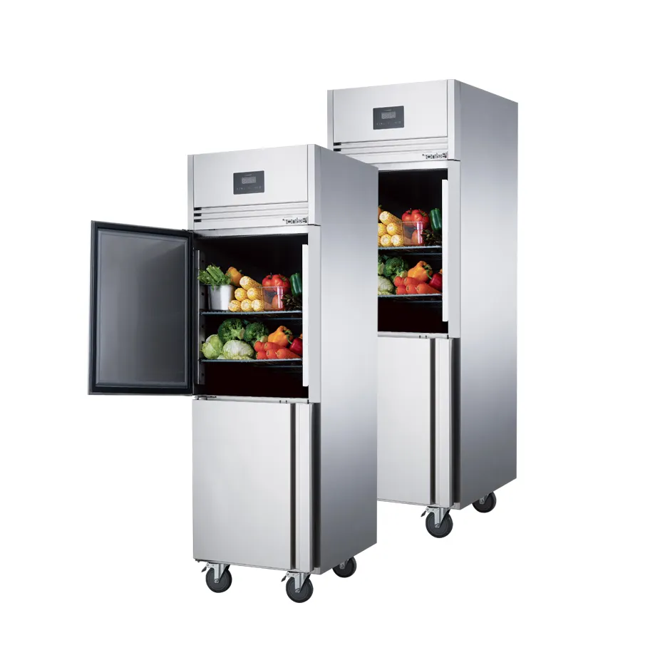 Belnor4ドアステンレス鋼工業用商業用直立冷凍庫、ガラスドア垂直サイドバイサイド冷蔵庫付き