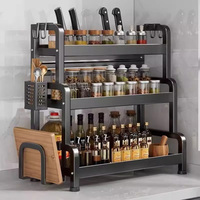 Étagère à épices robuste pour comptoir de cuisine, organisateur multi-niveaux, rangement pour assaisonnements et bols