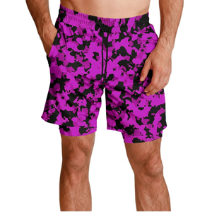 <b>Men's</b> Camouflage Print <b>Shorts</b> Quick Dry Elastic Waist Drawstring Casual Sport <b>Shorts</b> <b>Orange</b> Black Pattern Sublimation - Product Image 3