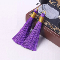 Vertical glace soie Textile de maison bricolage accessoires petit pendentif suspendu oreille 7cm Polyester usine en gros or tirer anneau gland
