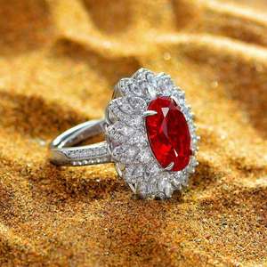 Joyería fina Anillo de compromiso de boda de diamante de oro blanco Chapado en plata de ley 925 Anillos de corte ovalado para mujer - Product Image 2