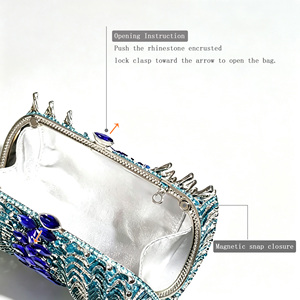 Luxury Handmade Women Square Rhinestone Evening <strong>Clutch</strong> <strong>Bag</strong> With Metal Chain <strong>for</strong> <strong>Wedding</strong> Party and Prom - Product Image 4