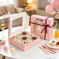 Boîtes à gâteaux transparentes personnalisées en gros avec couvercle et séparateur, emballage cadeau pour cupcakes aux fraises avec ruban