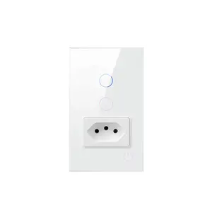 Interruptores de pared de luz táctil Tuya 1/2 Gang Wifi/Zigbee, interruptores y enchufes inteligentes estándar de Brasil para Alexa Google Home