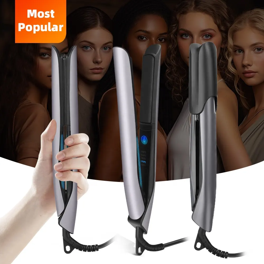 JAYSUNNY Professional Dual Voltage Electric Hair Curler And Straightener Styling Ceramic Titanium Flat Iron 2 IN 1
