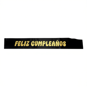 Black Happy Birthday Sash With Gold <b>Letters</b> Elegant Party Decoration 12 Pcs Bag - Product Image 3