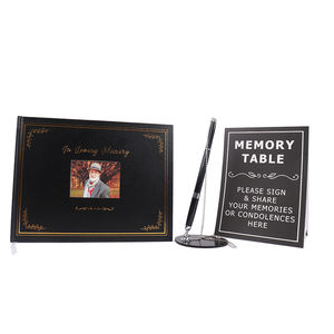 Ensemble de livre d'or pour funérailles, cadre pour livre de souvenirs, <span class=keywords><strong>alternative</strong></span> à la célébration de la vie, carnet de visiteurs pour service commémoratif funéraire - Product Image 2